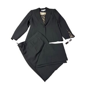 Tahari by Arthur S. Levine 3 Piece  Suit Set Black Lace Shell Top Size 10